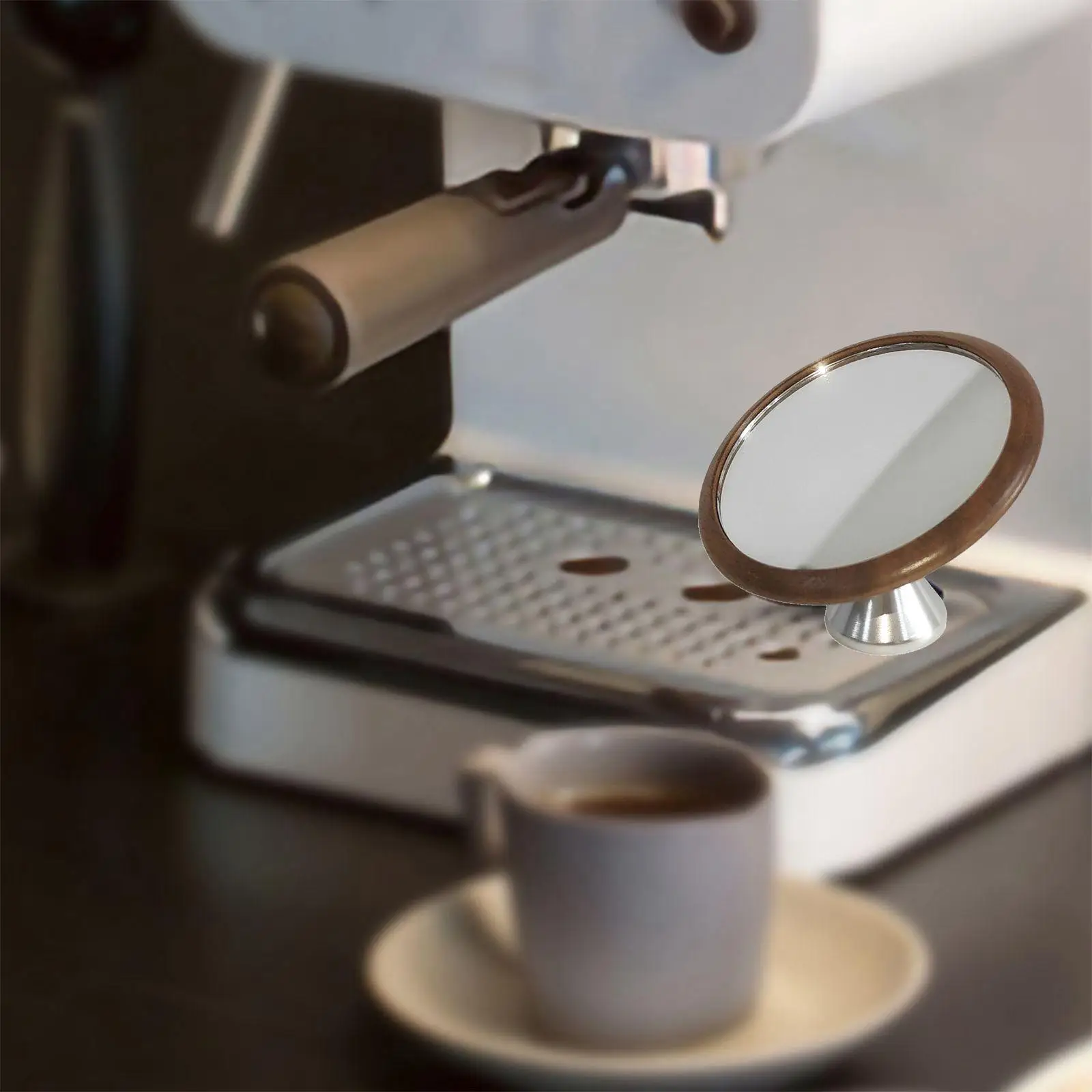 Espresso Flow Rate Observation Reflective Mirror Wooden Handle Coffee Machine Accessories Part
