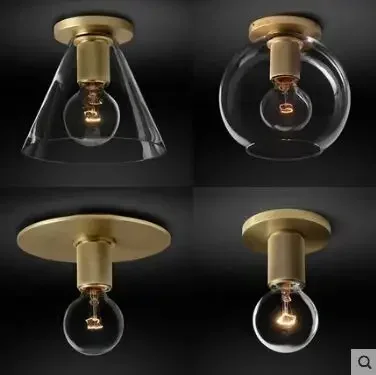 TechHPPostmodern Minimalist Copper Ceiling Lamp Creative Hong Kong Style Small Porch Aisle Balcony