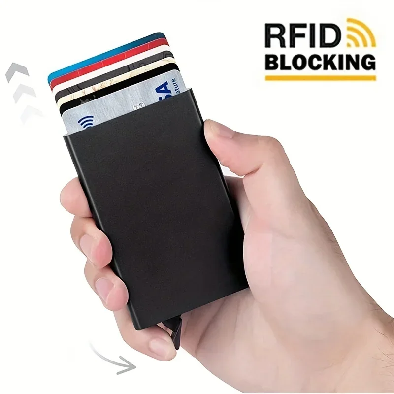 Identyfikator antykradzieżowy Etui na karty kredytowe Porte Carte Cienkie aluminiowe metalowe portfele Kieszonkowe etui Bank Kobiety Mężczyźni Pudełko na karty kredytowe