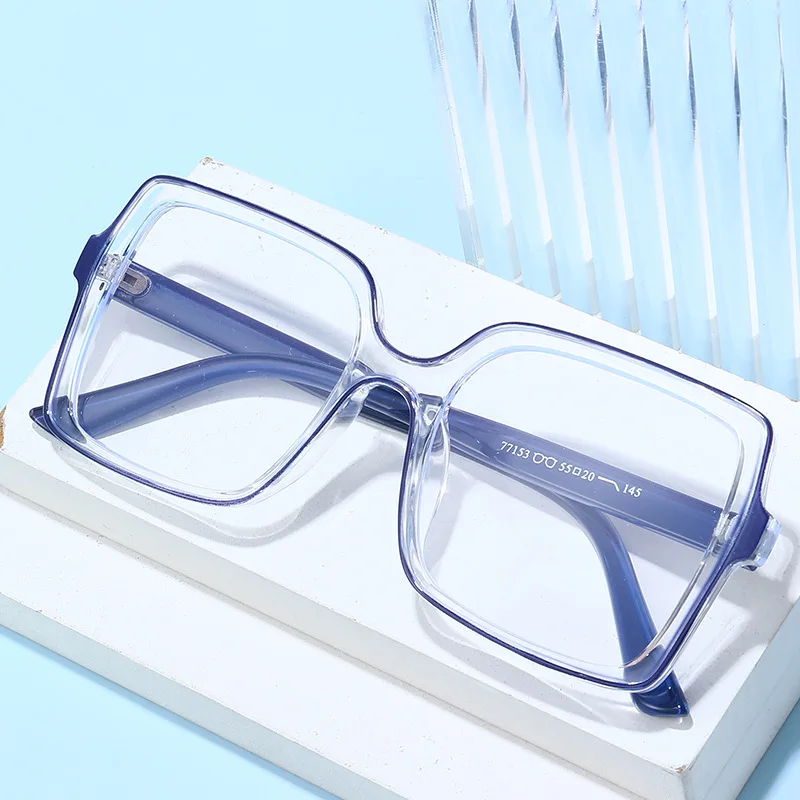 

European and American style square large-frame anti-blue-light glasses for women, decorative eyewear frames for shopping
