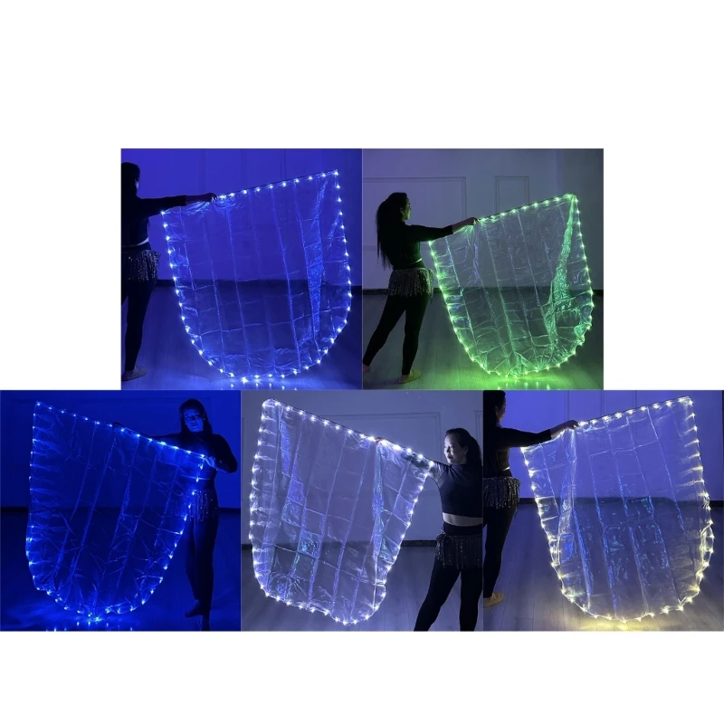 

LED Light Up Praise Dance Flag Including Retractable Poles Half Circle Worship Angelic Wing for Church Performances