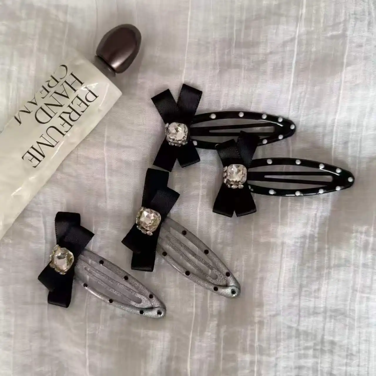 Hair Clip Bow Polka Dot Cute Women Non Slip Bangs Side Holder Elegant Resin Black White Lightweight Daily Office Party