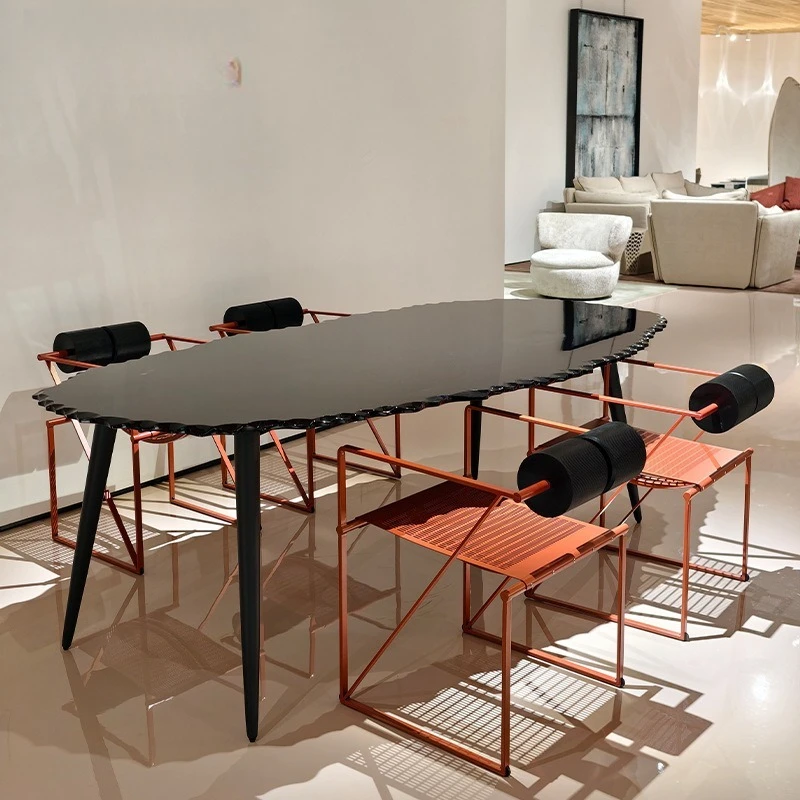 Italian Modern Minimalist Hardware Lacquered Chair Home Restaurant Model Room Reception Chair