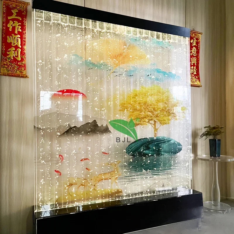 indoor light decoration room divider colorful led acrylic water bubble wall panel screen with pattern background