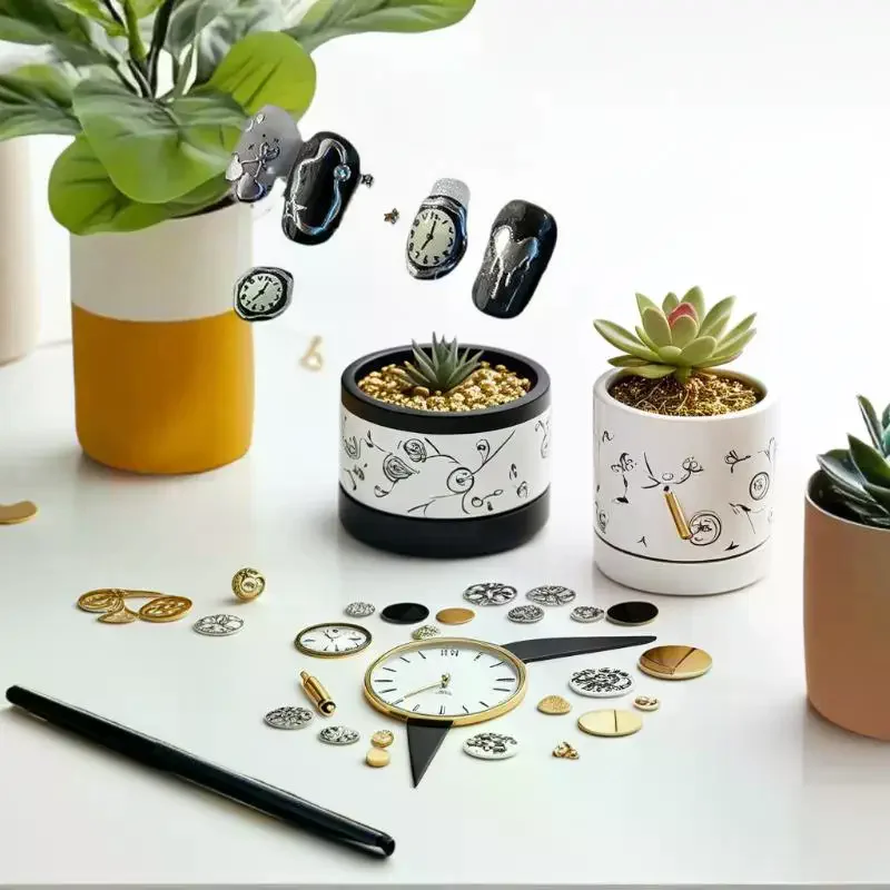 

Silver Lava Annual Ring Cherry Clock Watch Starburst Love Heart Rate Chart Moon Star Line Bowknot Line Nail Art Stickers Decals