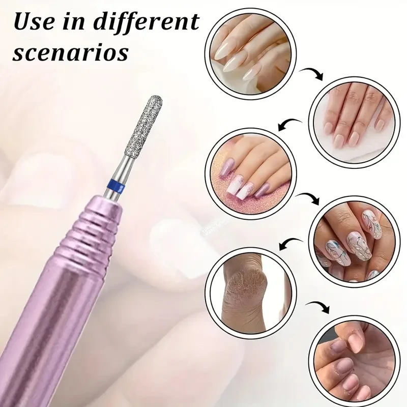 6個/袋 10mm 日本式フロントダイヤモンドマニキュア研磨ヘッド スムーストップネイルドリルビットセット 角質除去トリートメント