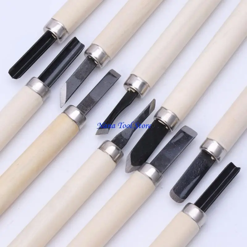 31GJ 10 pcs Set Hand Chisels Carving Knife For Basic Woodcut Working Tool New