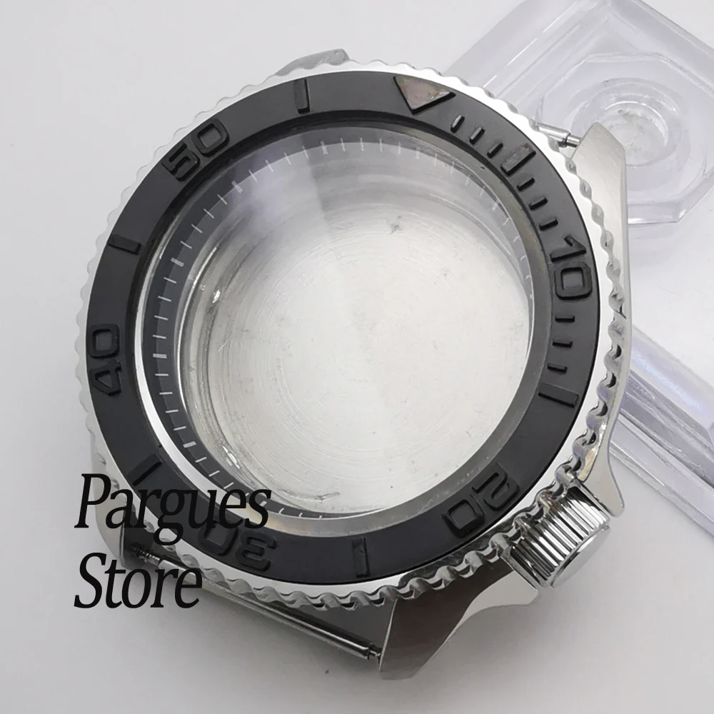 

41mm steel watch case sapphire glass black chapter ring fit NH35 NH36 movement