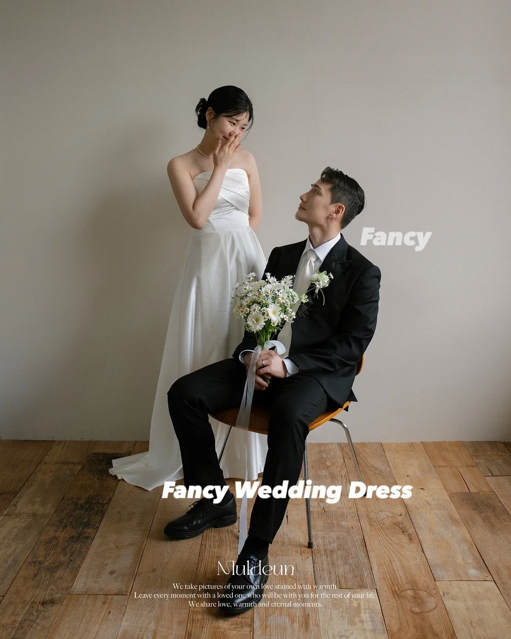 화려한 심플한 한국 웨딩 드레스 라인 부드러운 새틴 신부 가운 Strapless Back Corset 공식 행사 드레스 맞춤형