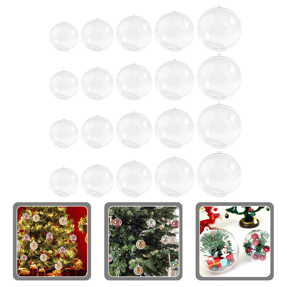 

20pcs Christmas Fillable Ball Ornaments Clear Plastic Transparent Hanging Bubbles For Party Tree Decoration Diy Craft Event