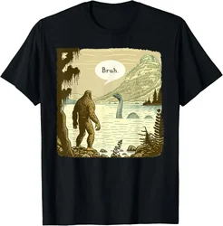 Funny Bigfoot Sasquatch Loch Ness Monster Introvert Bruh T-Shirt Women's T-shirts Fashion Pure Cotton Y2k Clothes Harajuku