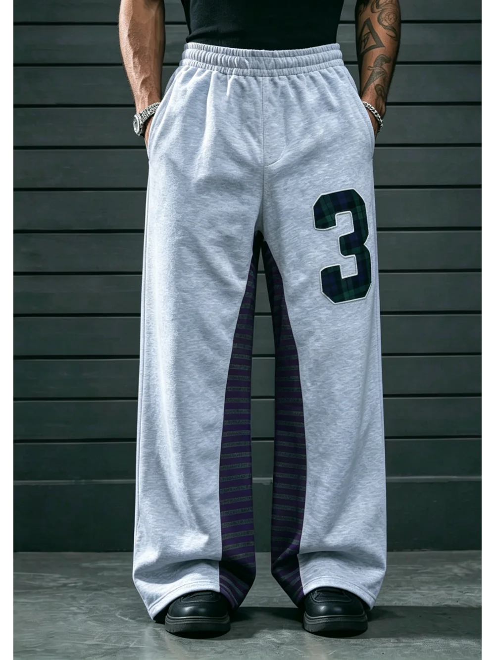 2026 New American Retro Digital Stripe Splicing Color Contrasting Pants Street Trendy Casual Versatile Sports Niche Unisex ins
