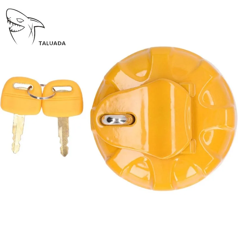 Easy Installation Yellow Locking Fuel Cap For HD200 Excavator Diesel Engine Stainless Steel Sealing Fuel Tank Cover With Keys