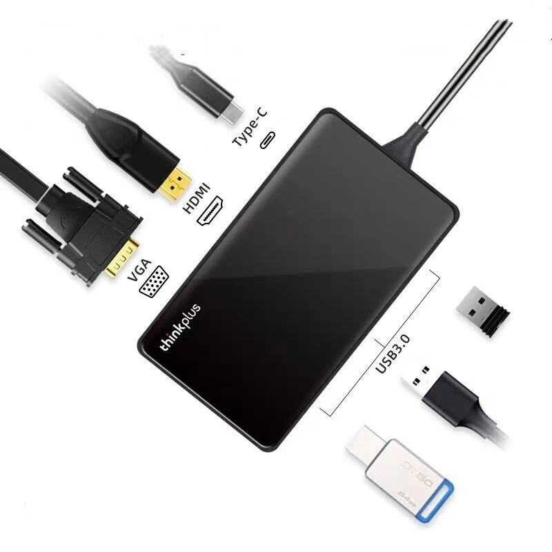

Pop Type C USB-C Hub 6in1 For Lenovo Thinkplus USB*3 HDMI VGA PD Dapter