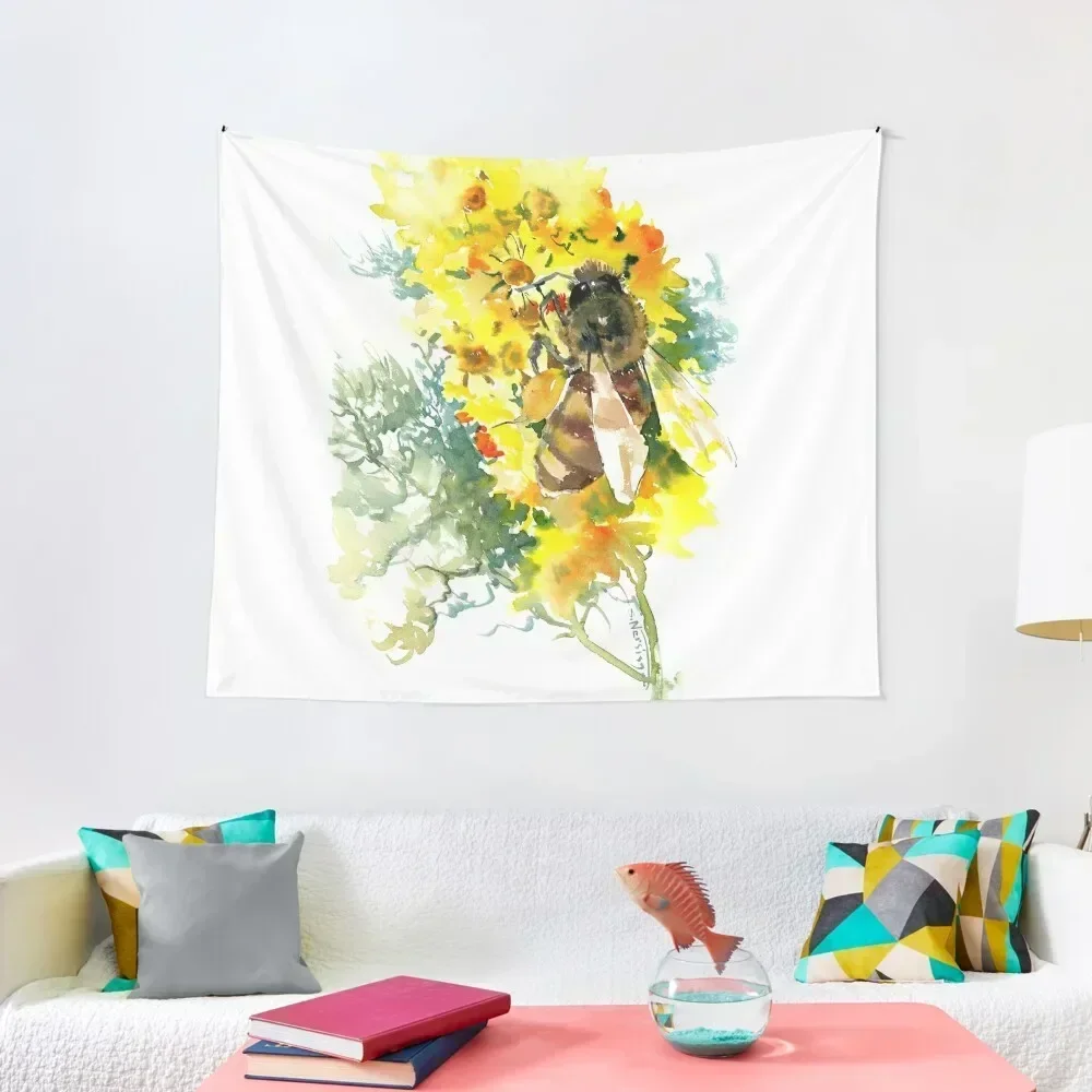 

Honey Bee and YellowFlower Tapestry Cute Decor Decorations For Room Tapestry