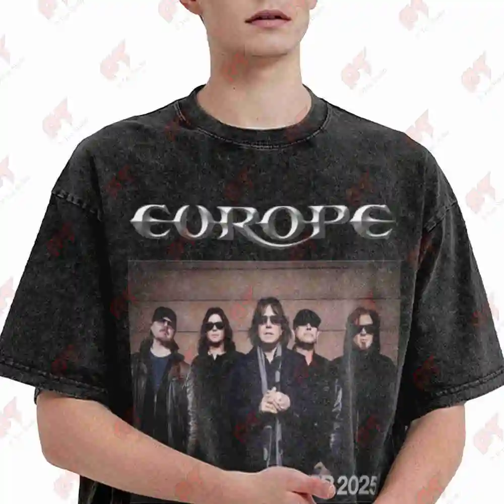 Europe 2025 Summer Tour Vintage Washed Tee Pure Cotton T-Shirt