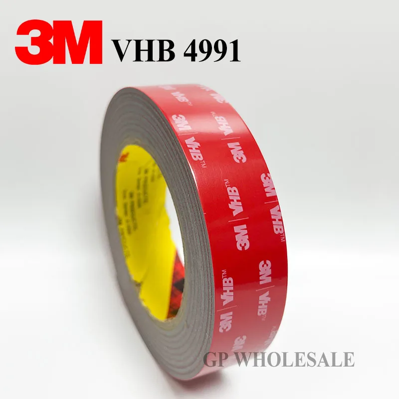 

3M 4991 VHB 25mm width 1"x 3 Meters, 0.1" (2.3mm) Thick Double Sided Adhesive Acrylic Foam Mounting Tape Gray for GoPro mounts