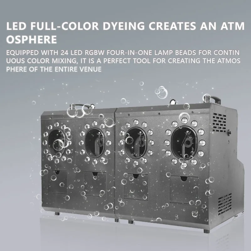 Factory DMX512 3000W 4-Wheel LED Bubble Smoke Machine Effect Stage Lights for Wedding Parties and Clubs