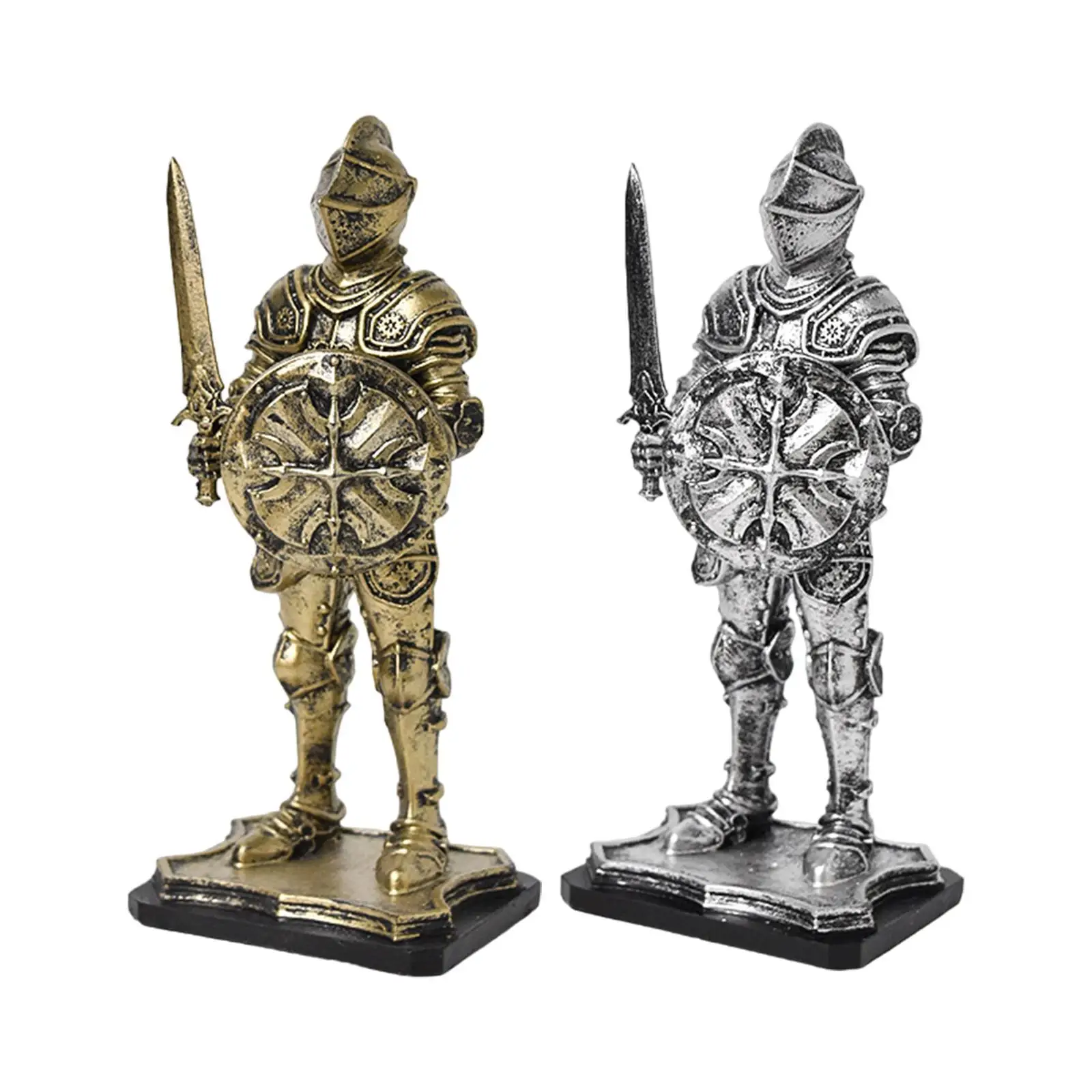 Knight Statue Vintage Creative Collectible Desktop Ornament Knight Figure for Office Living Room Shelf Table Centerpiece Bedroom