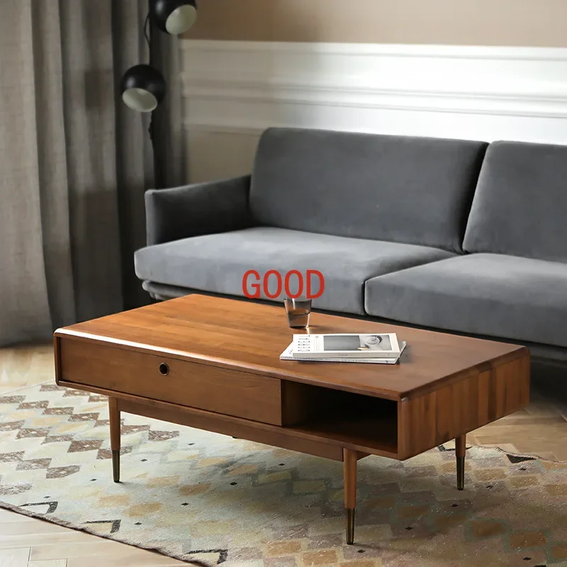 Nordic Expression Industrial Style Retro Solid Wood Tea Table Square Coffee Table Simple