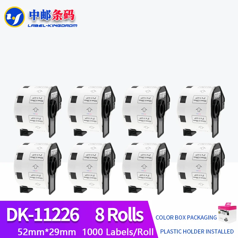 

8 Rolls Generic DK-11226 Label 52*29mm 1000Pcs Compatible for Brother Label Printer QL-570/700 All Come With Plastic Holder