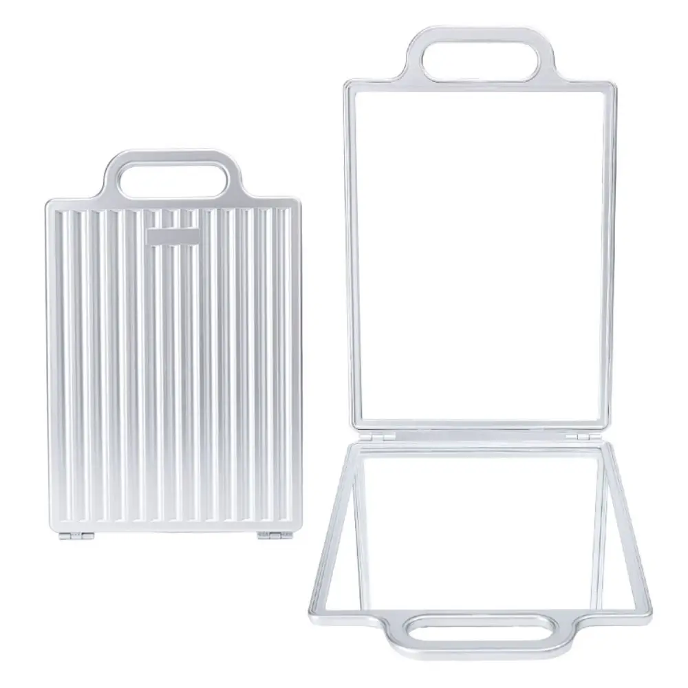 Dupla face cabeleireiro espelho portátil retrovisor dobrável salão de beleza espelho de mão de barbearia de alta definição