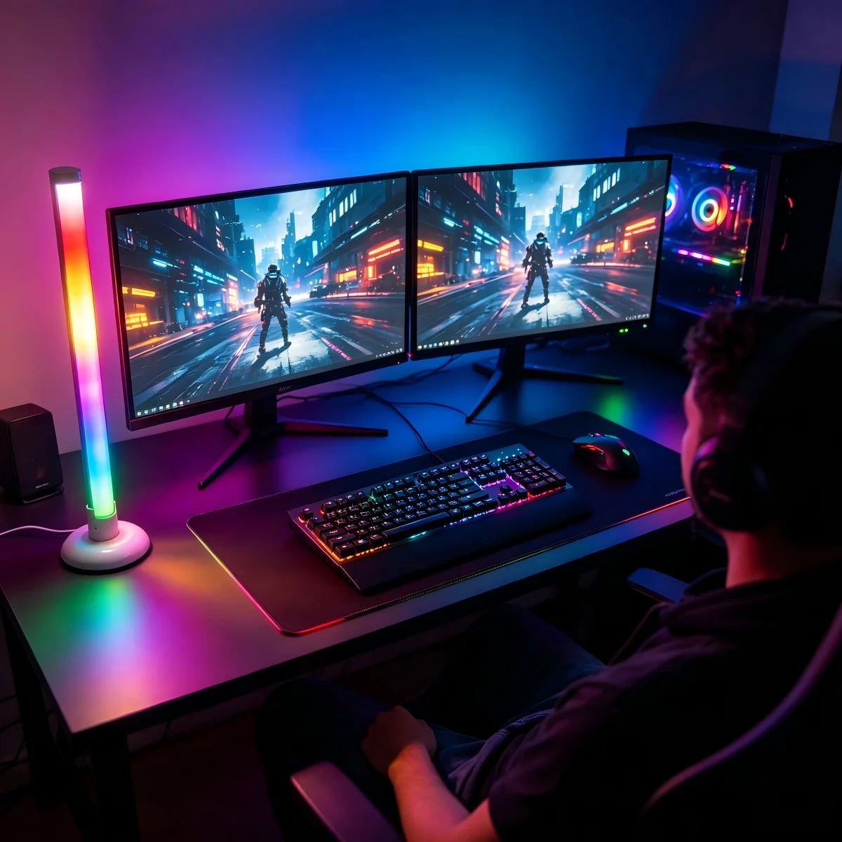 1/2 Pack Smart LED Light Strip, USB Powered RGB Night Light with Remote & Music Sync, Backlight for Desk, PC, TV, Gaming, Bedroo - view 6