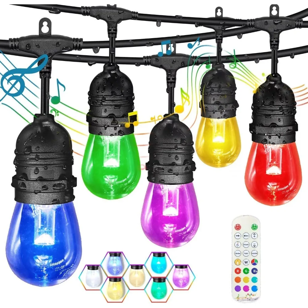 مصابيح GANA الخارجية: مصابيح فناء LED لمزامنة الموسيقى بطول 48 قدمًا RGBW مع جهد منخفض آمن 12 فولت ومصابيح مقاومة للكسر #1