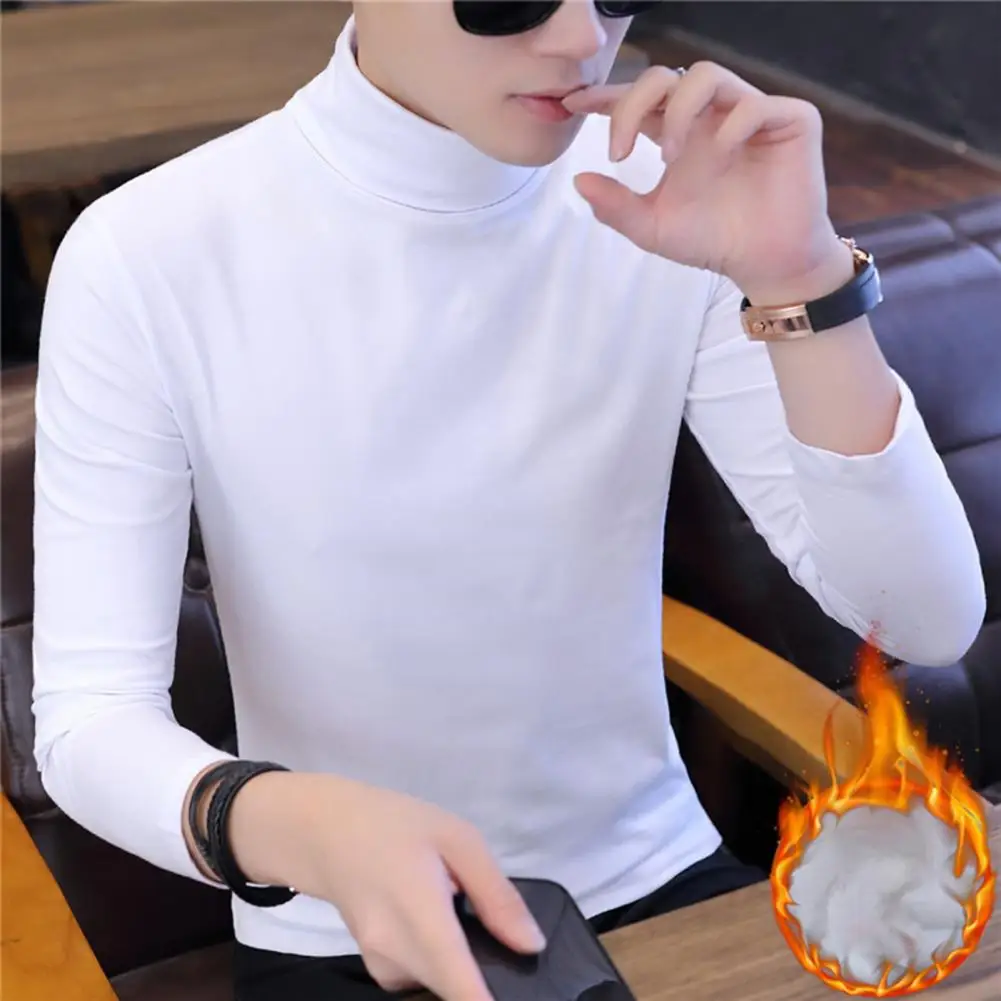 Men Solid Color Half Turtleneck Long-sleeved Tops Trendy Men\'s Half Turtleneck Long Sleeve Shirt Versatile for Autumn for Men