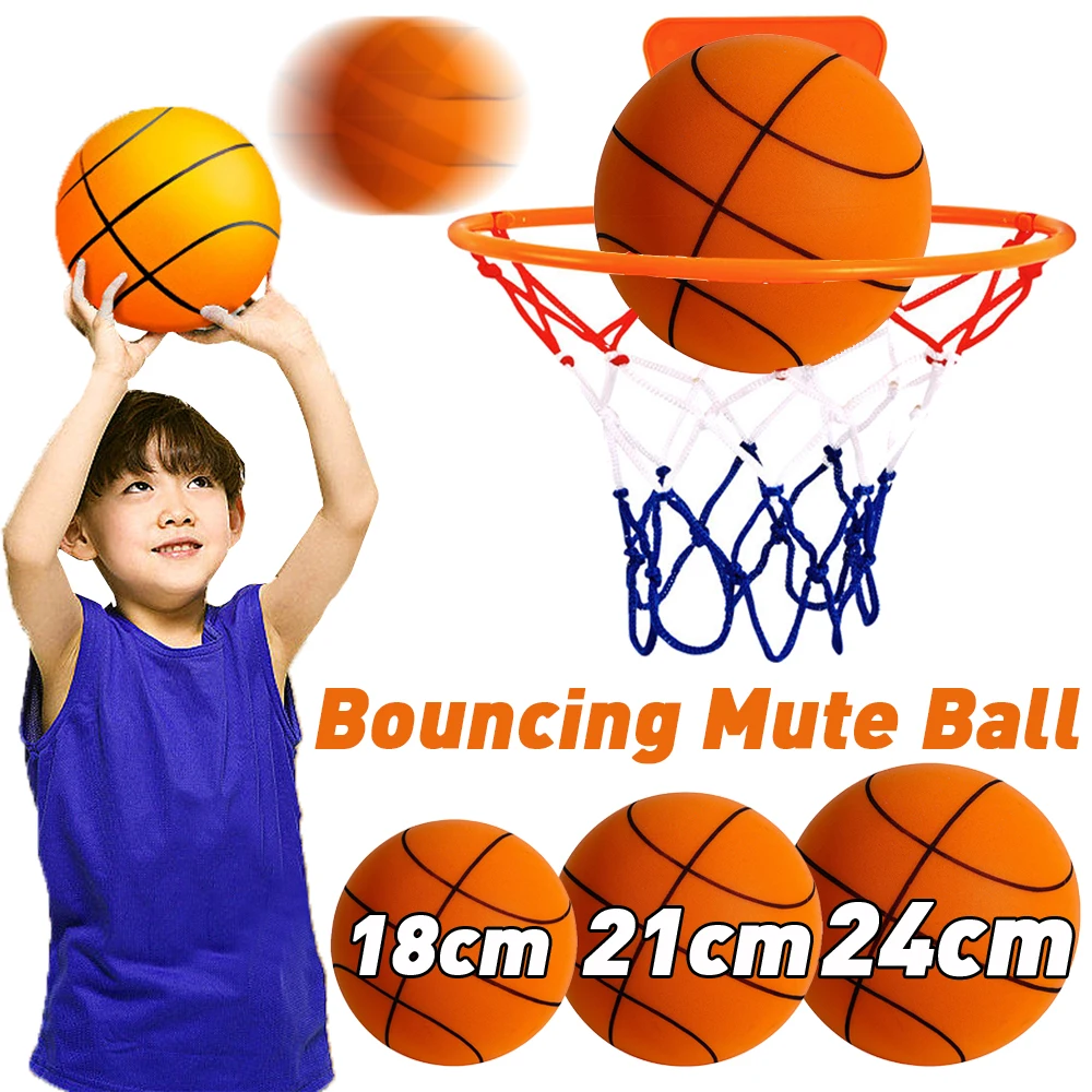 Silent basketball Squeezable Mute Bouncing Basketball Indoor Silent Ball Foam Basketball 18/21/24cm Bounce Football Sports Toys