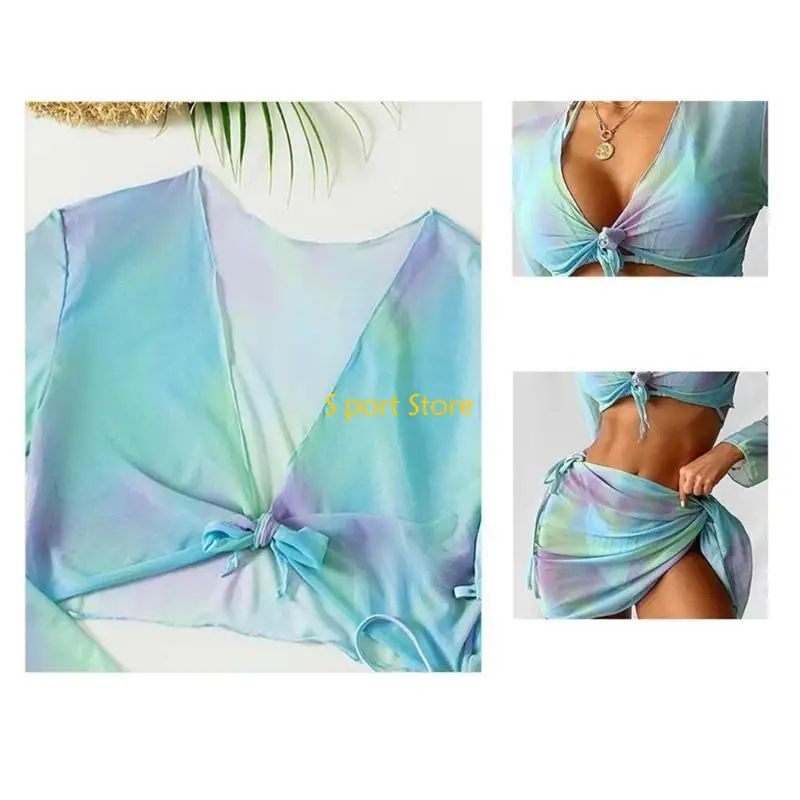 U2JB Womens Four-Pieces Sexy Halter Neck High Cut Thong Swimsuit Push Up Bikinis Lacing up Swimwear Bathing Suit Beachwear