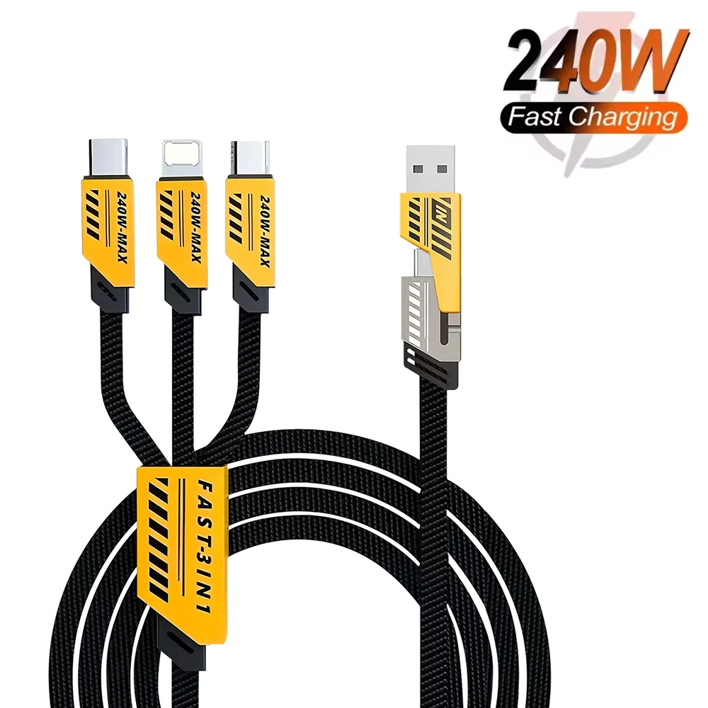 3 في 2 240 واط كابل شحن سريع المصغّر USB TypeC كابل بيانات الهاتف المحمول آيفون هواوي ممن لهم Xiaomi Redmi سامسونج كابل شحن