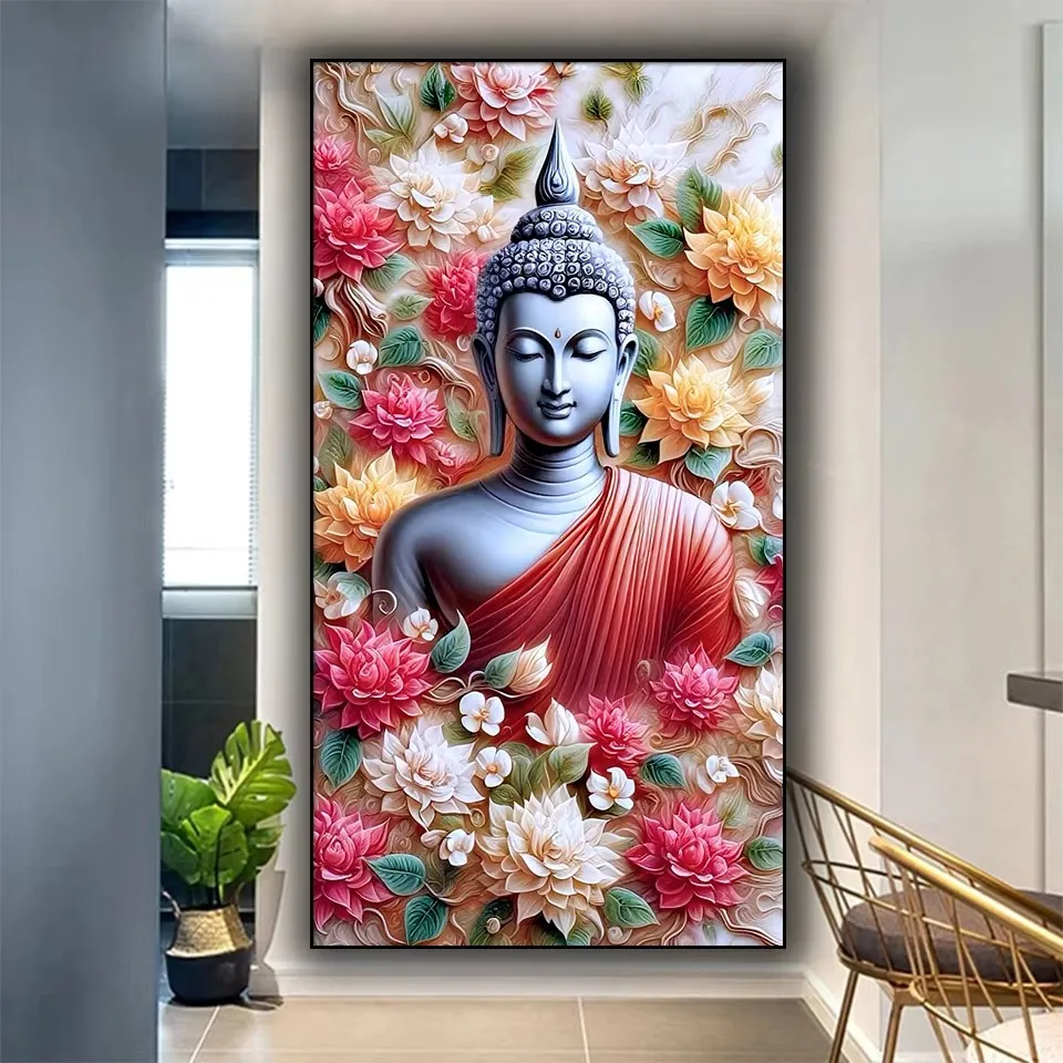 Large Buddha peony Diy Diamond Painting New 2025 Cross Stitch Kits Gothic Full Square/Round Diamond Mosaic Embroidery Home Decor