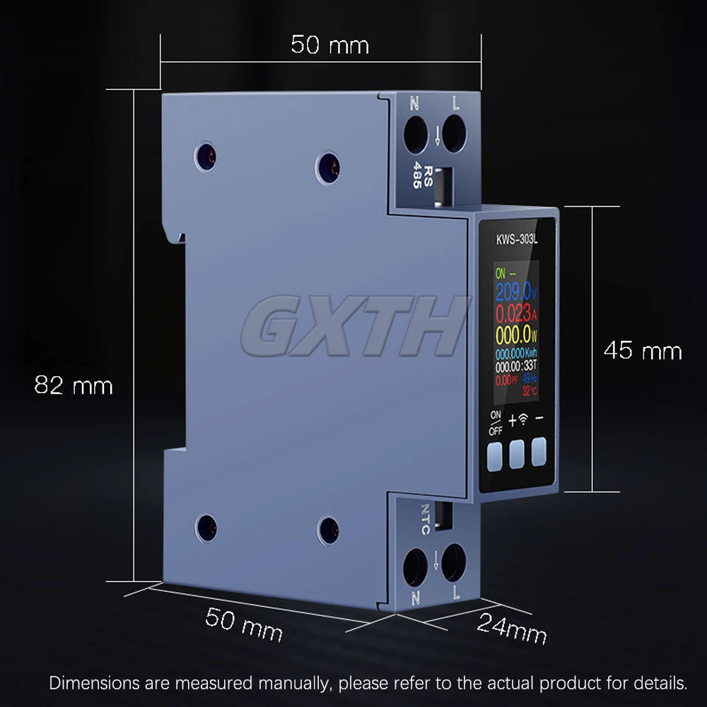 AC85-290V 0-40A 8-in-1 Digital Voltage Ammeter Tuya WIFI Energy Meter Frequency Meter Timer Smart Life Remote Control KWS-303WF