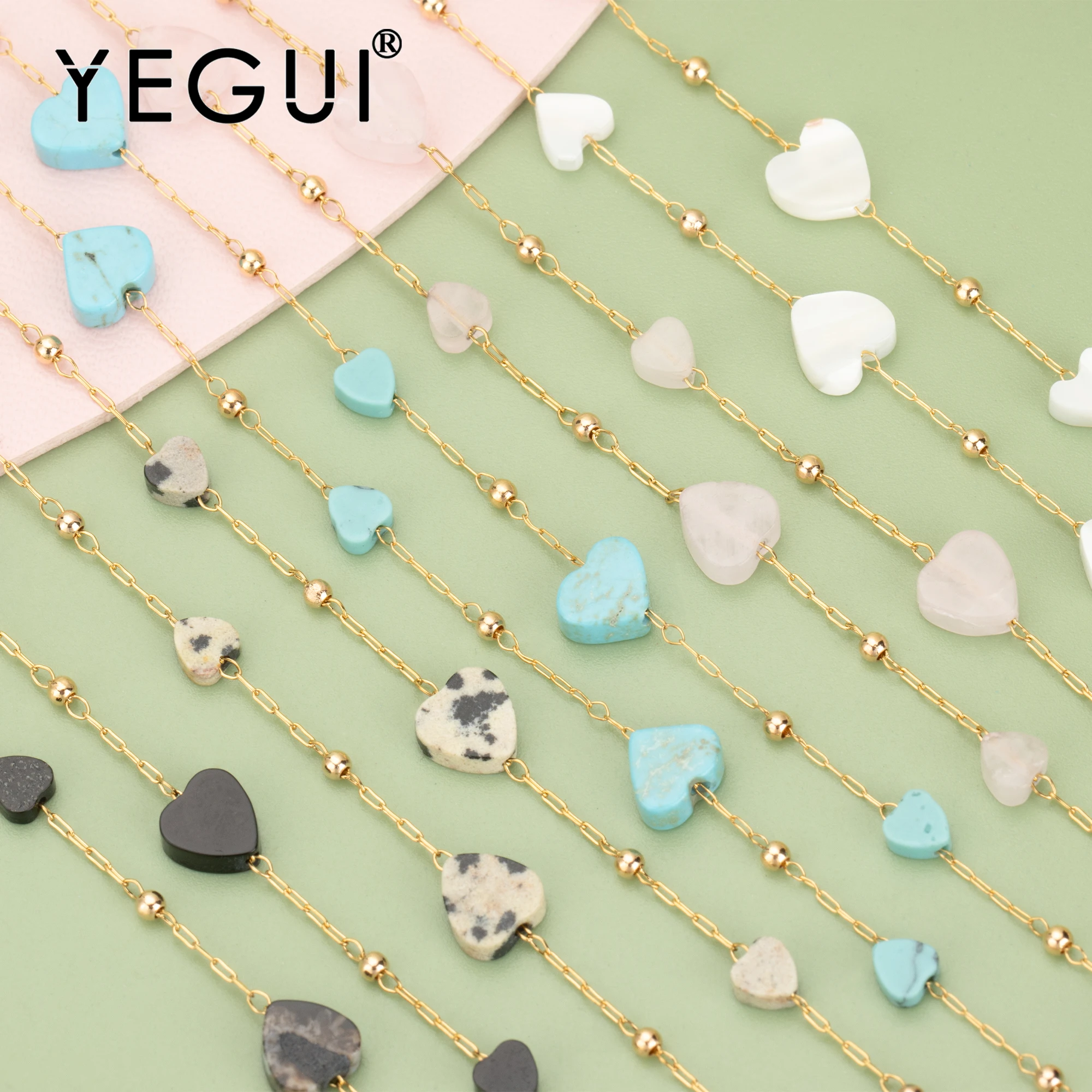 YEGUI C318,diy chain,stainless steel,pass REACH,nickel free,natural stone shell,diy bracelet necklace,jewelry making,1m/lot