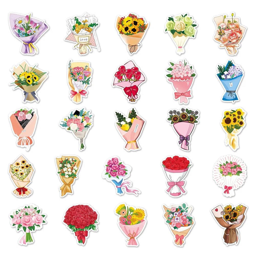 10/30/50PCS Cartoon Bouquet Sticker Graffiti Computer Luggage Car Wall Sticker Wholesale Toys Decoration Wholesale