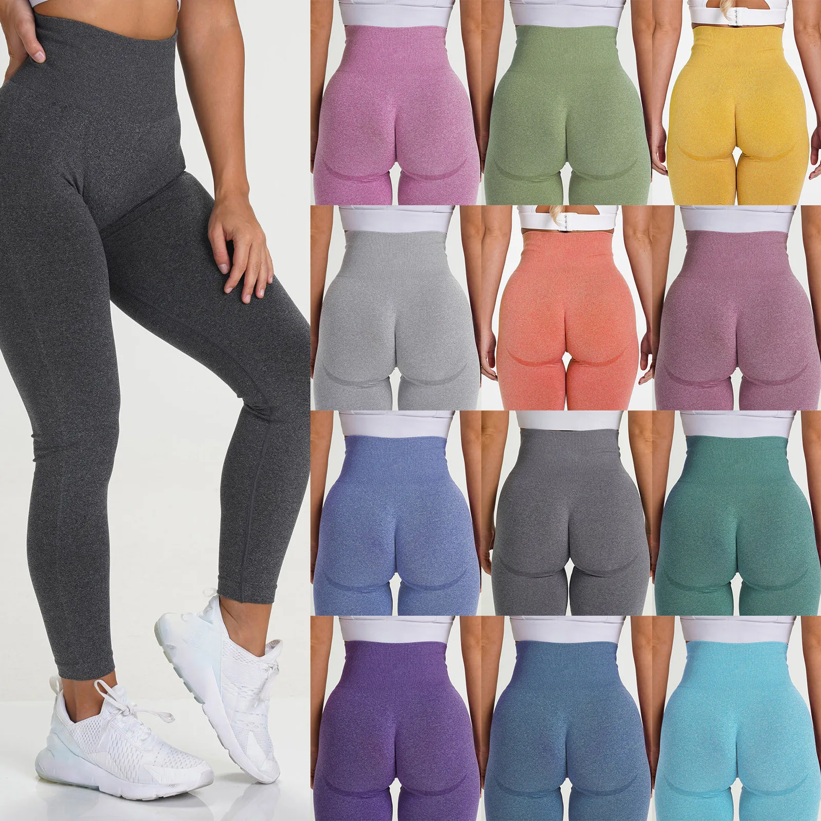 Mallas sin costuras con contorno para mujer, mallas de entrenamiento con curvas y botones, pantalones de Yoga, trajes de gimnasio, ropa deportiva elástica