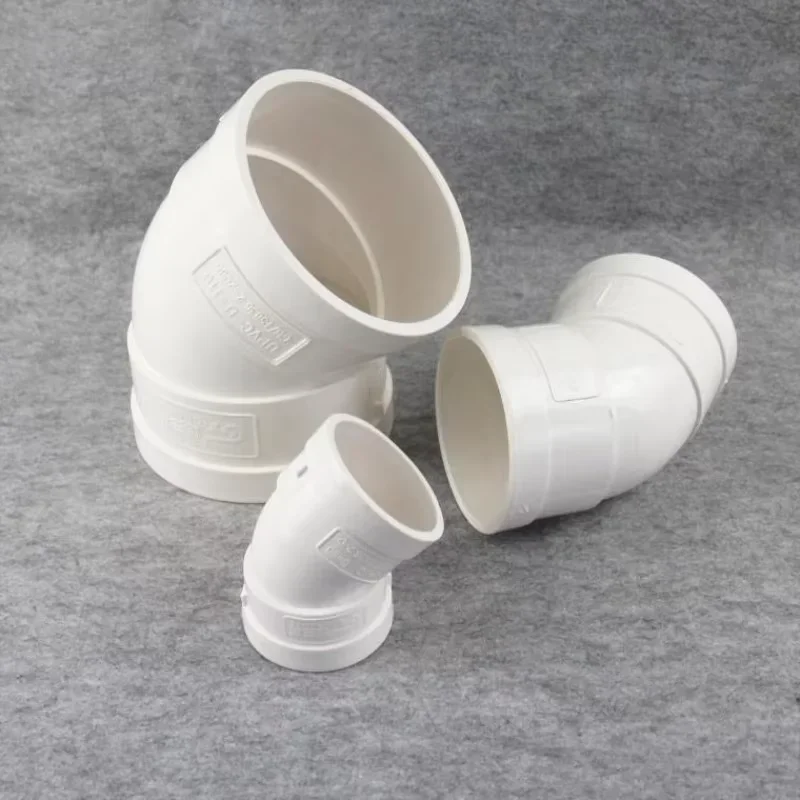 

Pvc White Drain Pipe 45 Degree Elbow Inner Diameter 50mm-200mm Drain Pipe Fittings Joint Kitchen Drain Joint 1-10Pcs