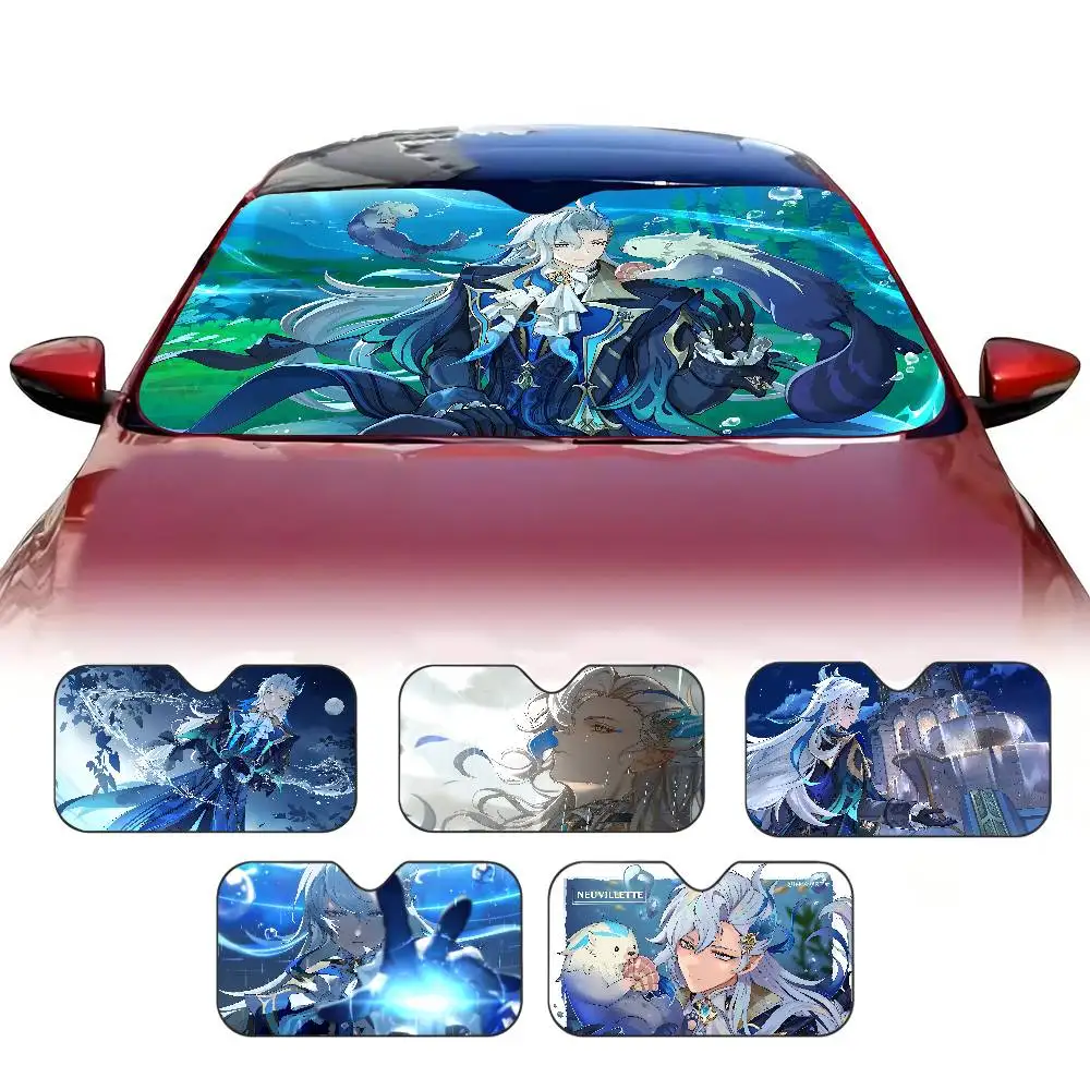 Genshin Impact Neuvillette Windshield Sun Shade for Car SUV Truck Front Window Sun Shade Accessory Visor Protector Shield Cover