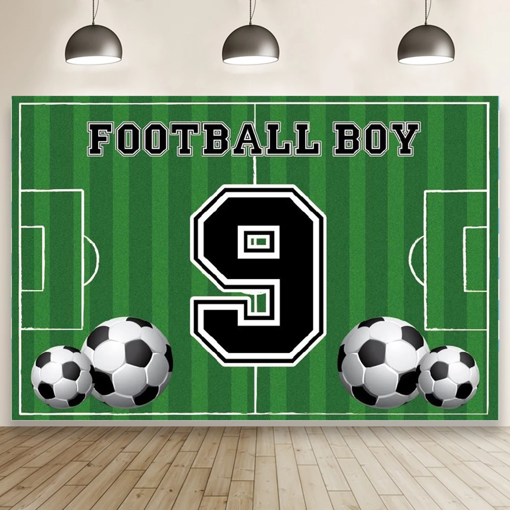 

Customize Football Backdrop Boys Birthday Party Soccer Field Sports Photogrpahy Background Photo Studio Kids Banner Decorations