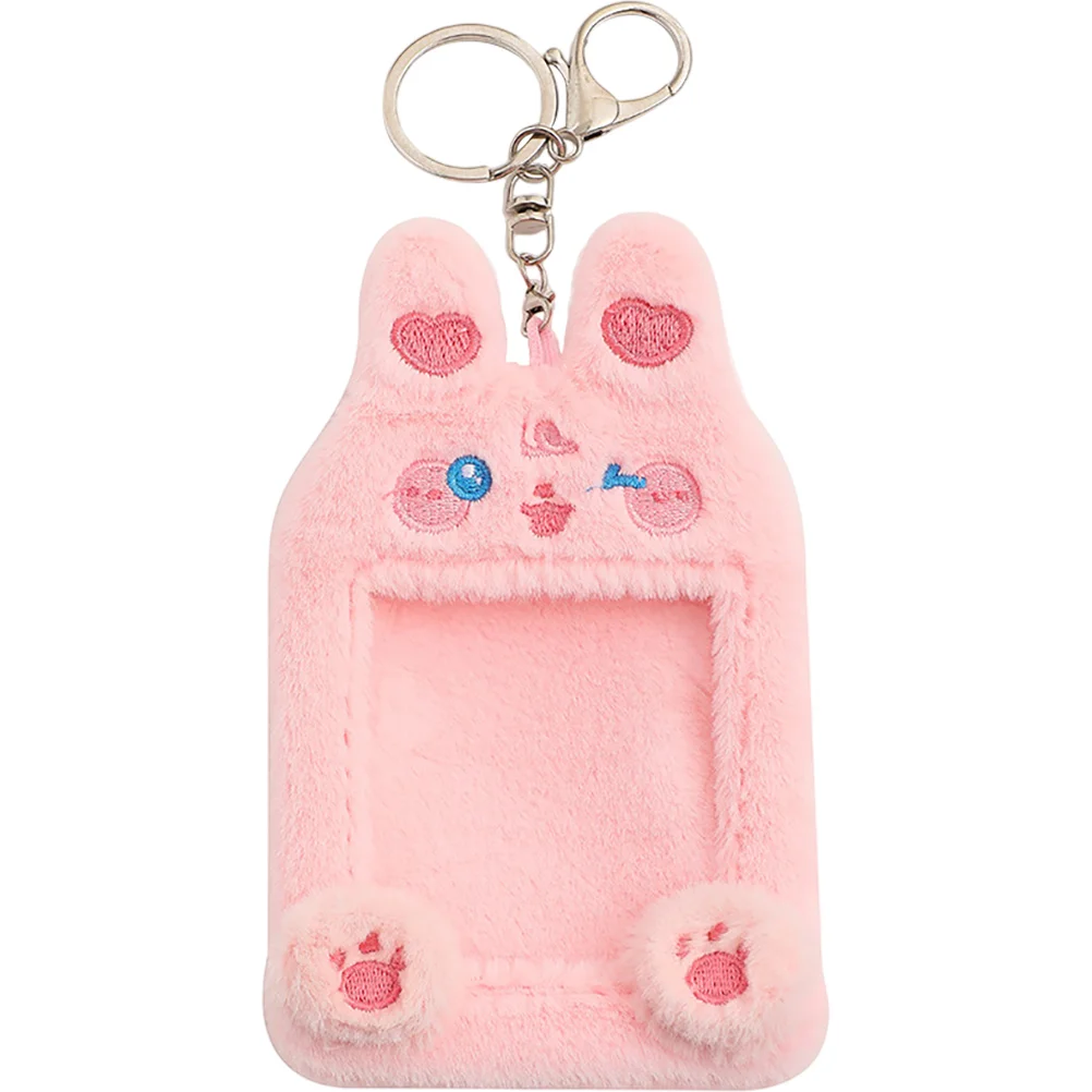 Stuffed Animal Bus Card Holder Keychain Plush Business Protector Pink Id Holders Cartoon Cards Cover Sleeves Student