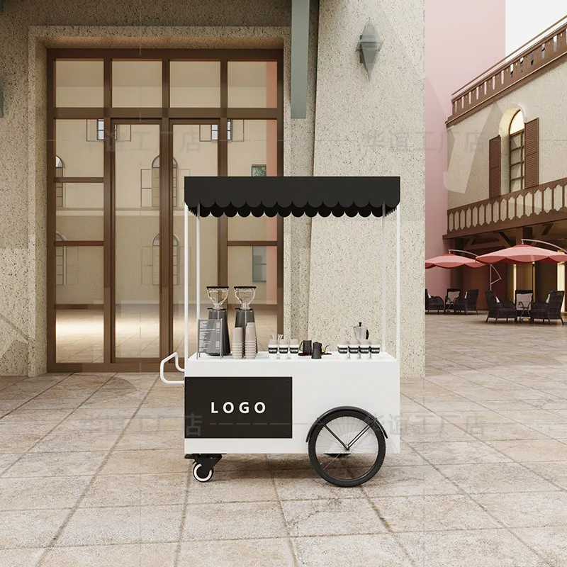 Stall trolley hand-pushed commercial promotional car display table stall trolley float multi-functional mobile coffee cart