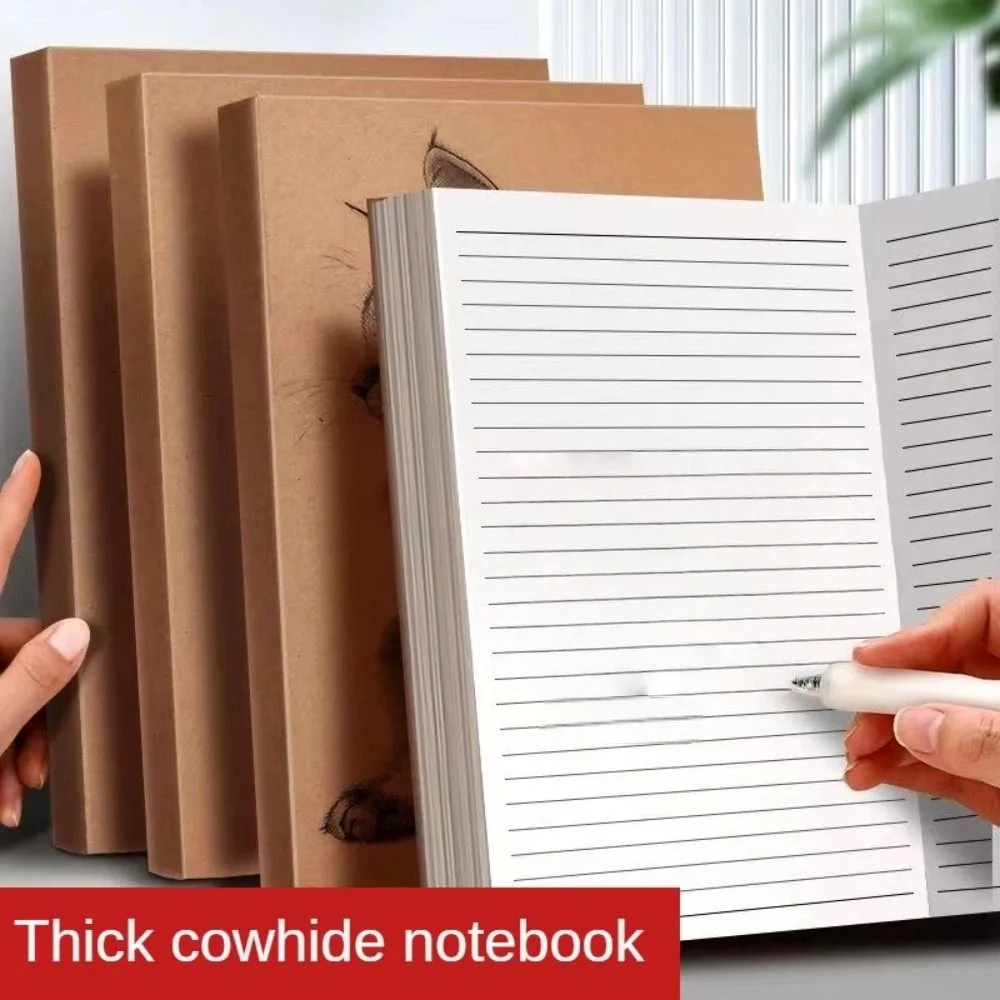 

Thickened A5 Kraft Paper Notebook Thick Paper Horizontal Line Square Line Notebook Grid Simple Design Blank Book Study Office