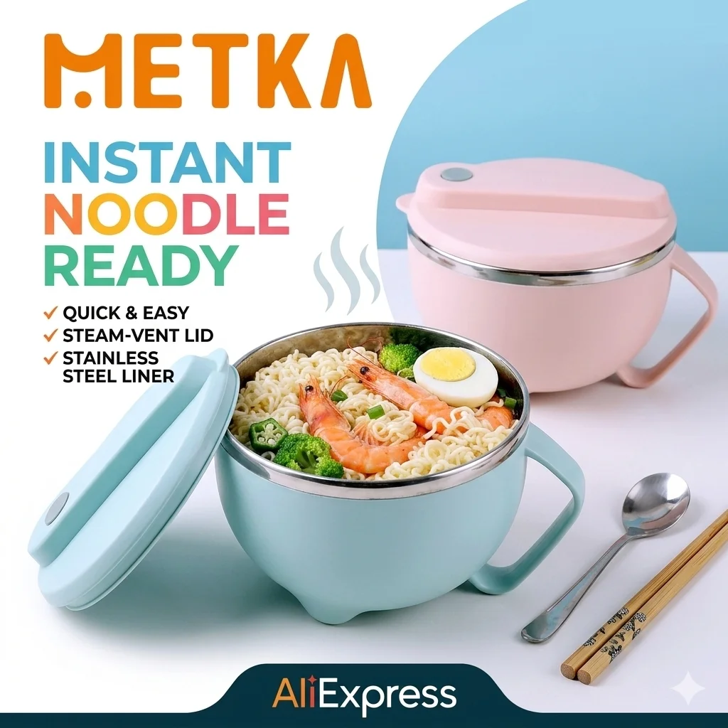 

Instant Noodles Bowl Airtight Stainless Steel Portable Handle Japanese Bento BOX Picnic Camping School Office Kid Lunch Box