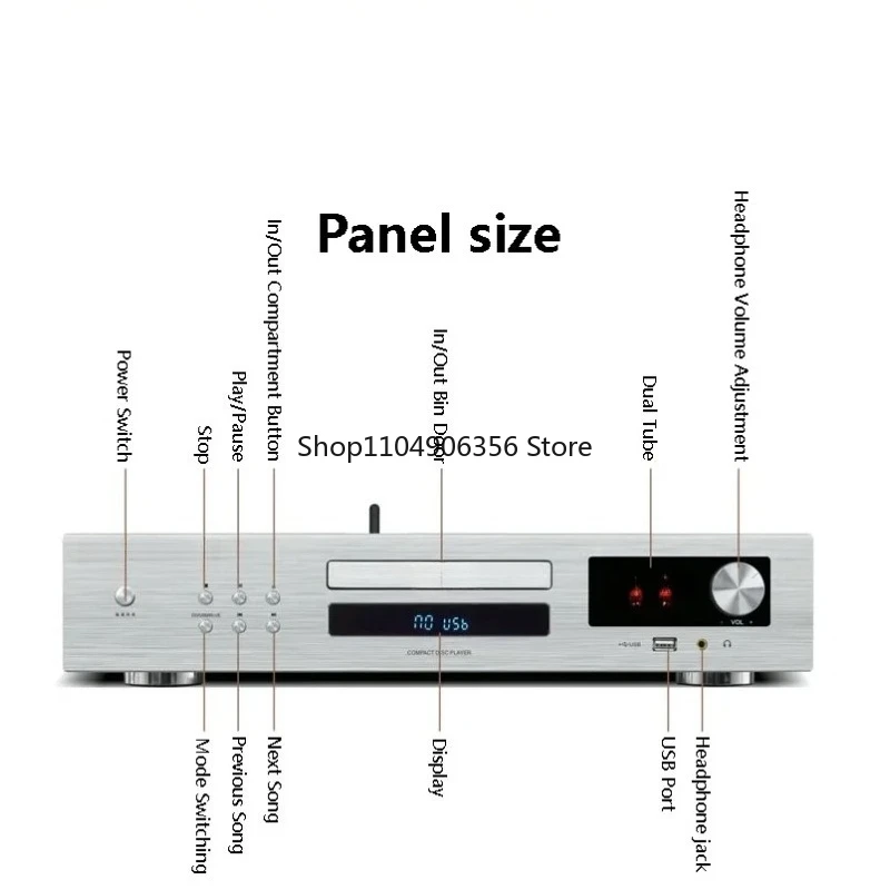 

for Bluetooth 5.2 Tube CD Player Built-in Dual 6*1N Tube USB Lossless Playback Professional Grade HIFI CD Player OPA2604