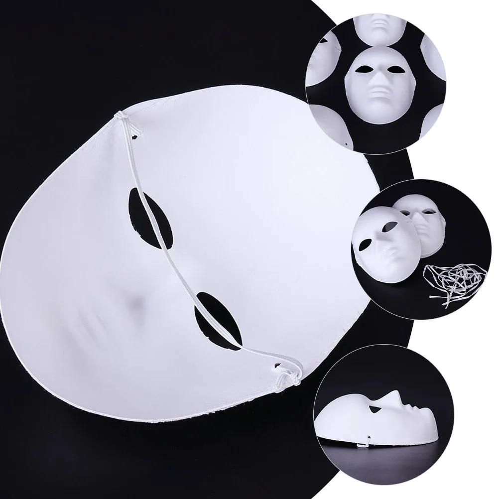 

10pcs White Paper DIY Masks Unpainted Masquerade Props Full Face Costume Blank Mask for Kids Adults Party Performance Ceremony