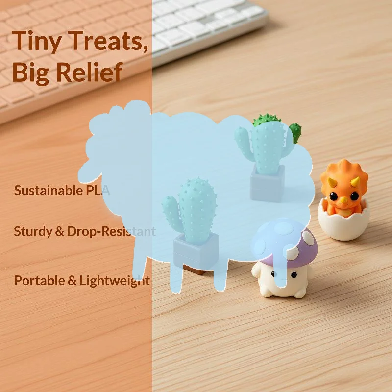 3D Printed Cactus Clicker Keychain Mini Fidget Clicker Toy Portable Stress Relief Keyring Gift for Kids Adults