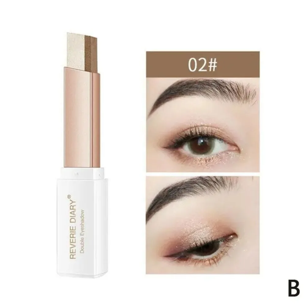 2 em 1 cores duplas gradiente veludo sombra de olho vara preguiçoso compõem à prova dwaterproof água duradoura shimmer metálico sombra cosméticos femininos
