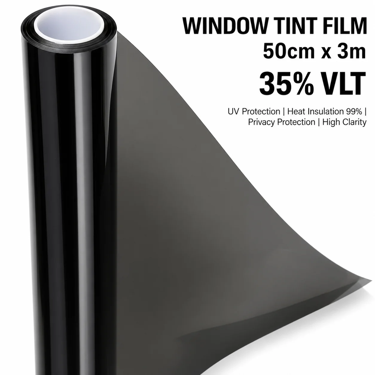 Car Glass UV Blocking Film 50cm X 3m 35% VLT Privacy Solar Tint Roll