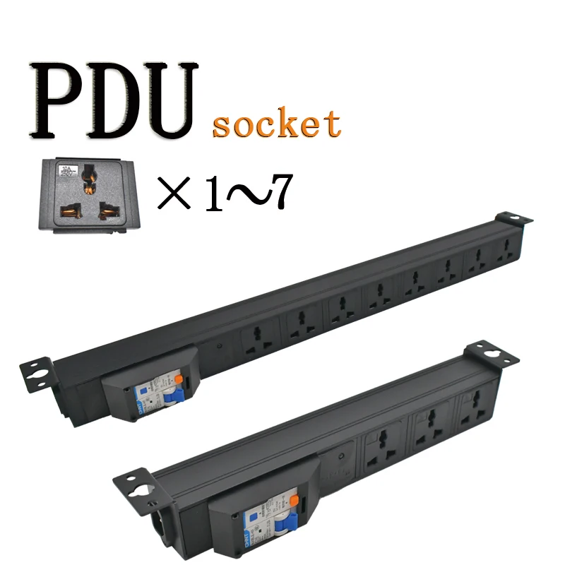 PDU power strip network cabinet rack 10A universal socket 16A Short circuit switch 1-7AC withSurge protection wireless socket